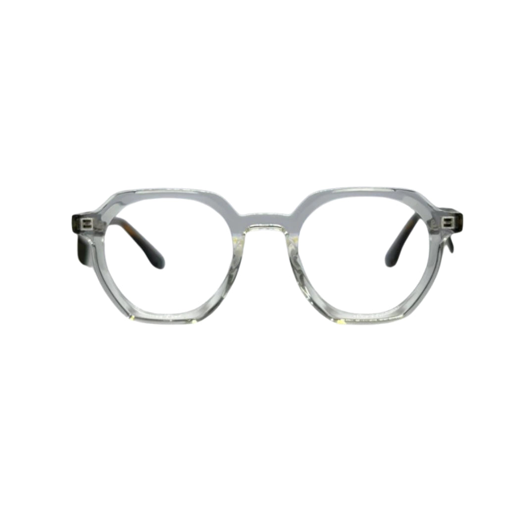 Armação de óculos transparente com design moderno e lentes redondas para grau ou estilo