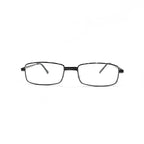 Armação de óculos retangular preta com lentes transparentes, design moderno para uso diário