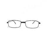 Armação de óculos retangular preta com lentes transparentes, design moderno para uso diário