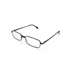 Óculos de grau retangular preto com armação fina e lentes transparentes