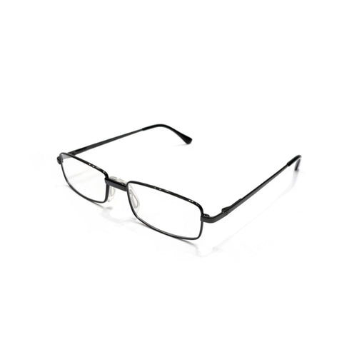 Óculos de grau retangular preto com armação fina e lentes transparentes