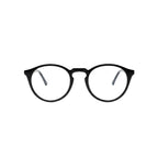 Óculos de grau redondos pretos com armação clássica e lentes transparentes