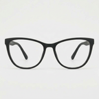 Armação de óculos preta moderna com design elegante e lentes transparentes