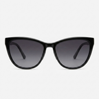 Óculos de sol feminino estilo gatinho com armação preta e lentes escuras gradiente