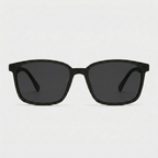 Óculos de sol quadrados pretos com lentes escuras, estilo moderno e elegante para proteção solar.