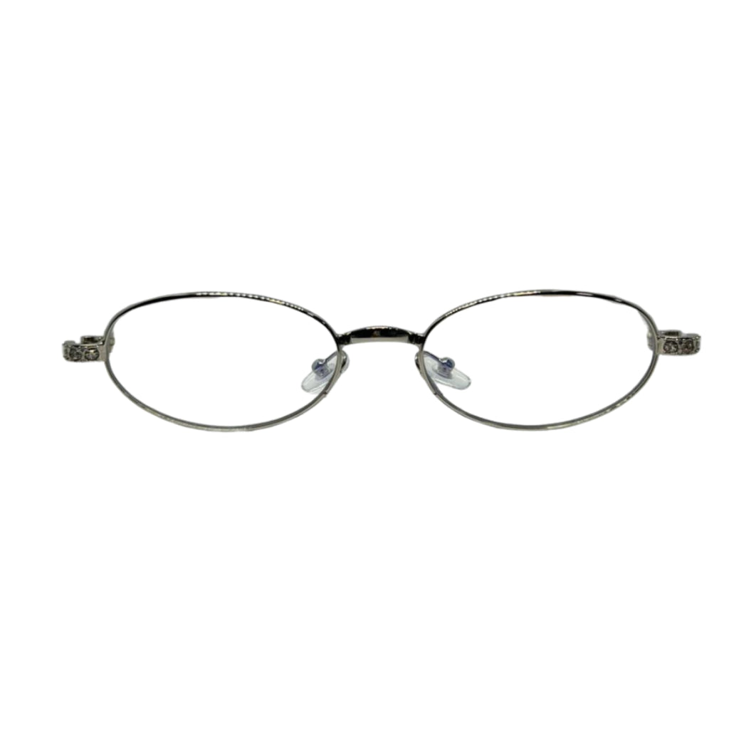 Armação de óculos feminina oval com detalhes em strass, leve e elegante para uso diário