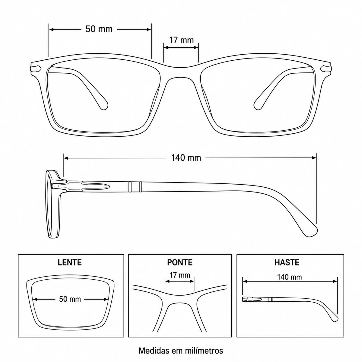 Medidas da armação
